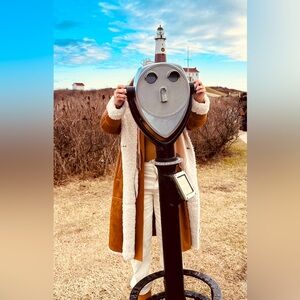 Chic Shearling Bonded To Suede  Coat